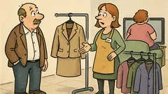 Vic: Mož kupuje kostim, prodajalka vpraša