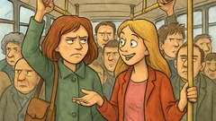 Vic: Prijateljici v nabito polnem avtobusu…