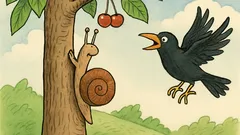 Vic: Polž pleza po deblu češnje