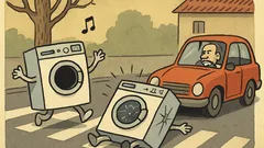 Vic: Gresta dva pralna stroja čez cesto…