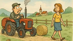 Vic: Peljem se s traktorjem čez vas