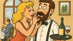 Vic: Lepotica šepne bradatem natakarju v restavraciji