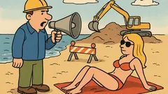 Vic: Človek vpije v megafon na plaži