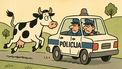 Vic: Zakaj krava leti za policijskim avtomobilom?