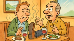 Vic: Miha in Štefan sedita v restavraciji…